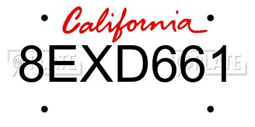 8EXD661 California License Plate