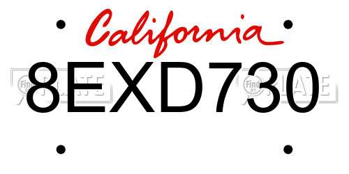 8EXD730 California License Plate