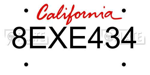 8EXE434 California License Plate