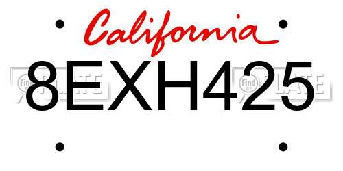 8EXH425 California License Plate