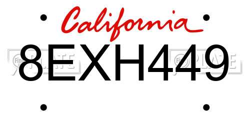 8EXH449 California License Plate