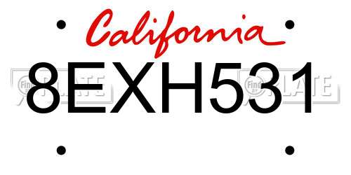8EXH531 California License Plate
