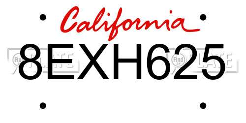 8EXH625 California License Plate
