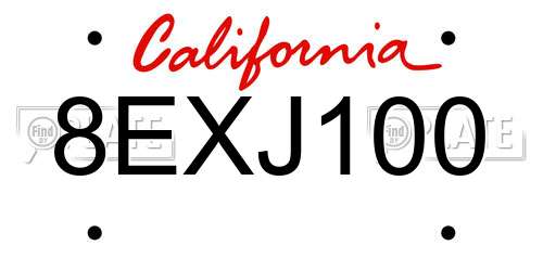 8EXJ100 California License Plate