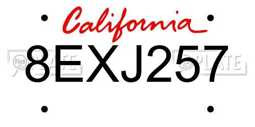 8EXJ257 California License Plate