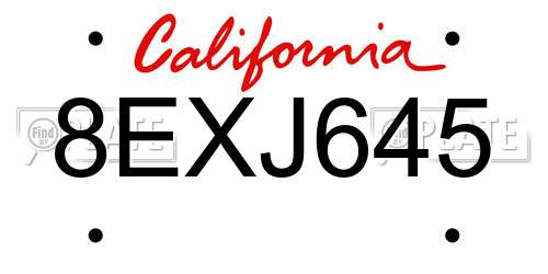 8EXJ645 California License Plate