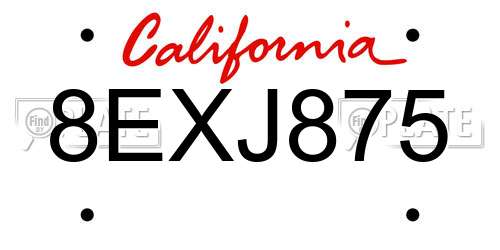 8EXJ875 California License Plate