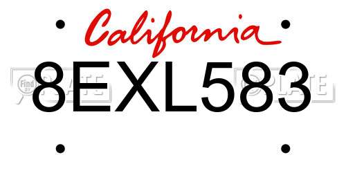 8EXL583 California License Plate