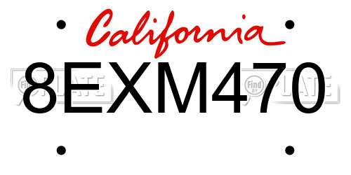 8EXM470 California License Plate