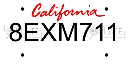8EXM711 California License Plate