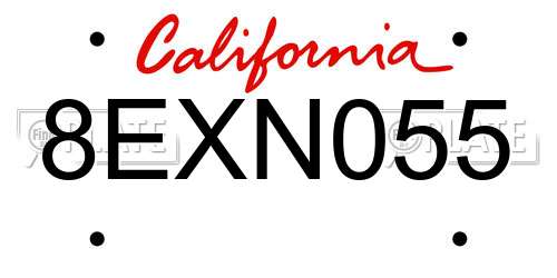 8EXN055 California License Plate
