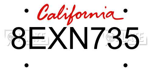 8EXN735 California License Plate