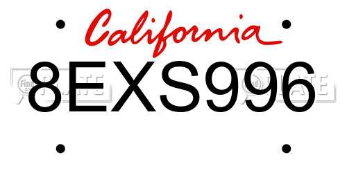 8EXS996 California License Plate