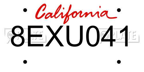 8EXU041 California License Plate