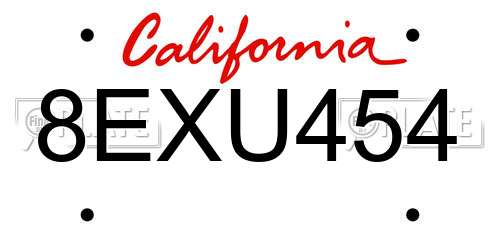 8EXU454 California License Plate