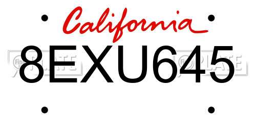 8EXU645 California License Plate