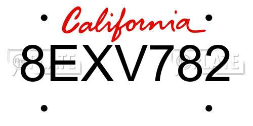 8EXV782 California License Plate