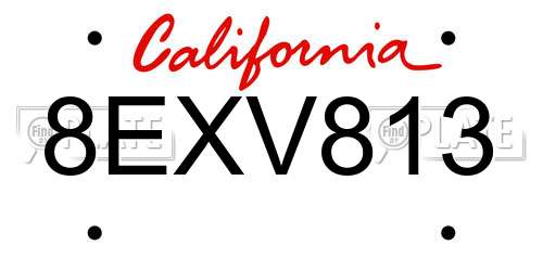 8EXV813 California License Plate