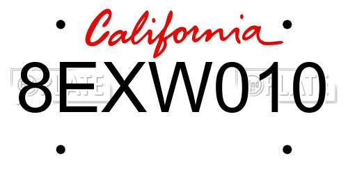 8EXW010 California License Plate