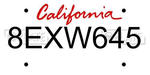 8EXW645 California License Plate