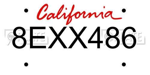 8EXX486 California License Plate