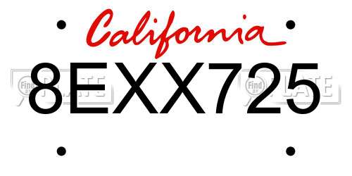 8EXX725 California License Plate