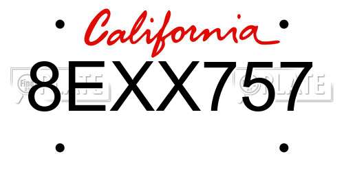 8EXX757 California License Plate