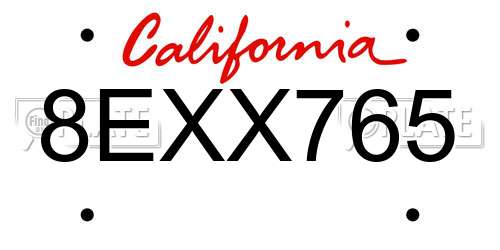 8EXX765 California License Plate
