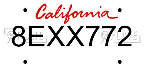 8EXX772 California License Plate