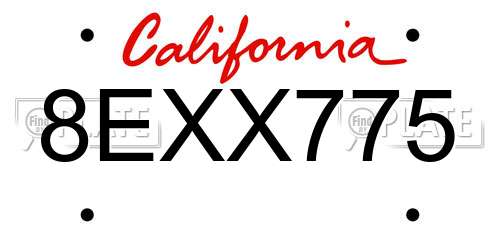 8EXX775 California License Plate