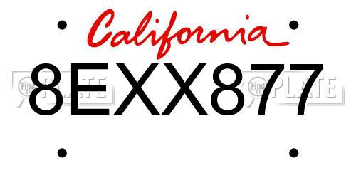 8EXX877 California License Plate