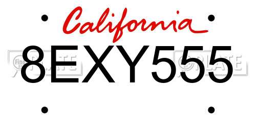 8EXY555 California License Plate