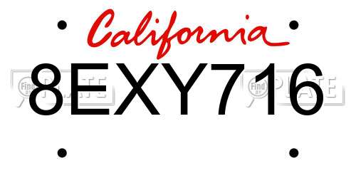 8EXY716 California License Plate