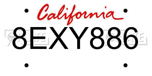 8EXY886 California License Plate