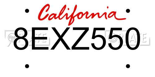 8EXZ550 California License Plate