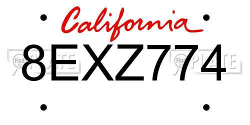 8EXZ774 California License Plate