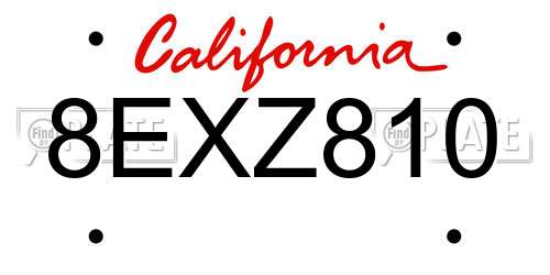 8EXZ810 California License Plate