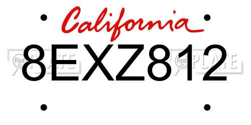 8EXZ812 California License Plate