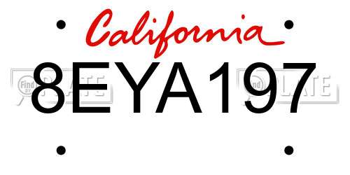 8EYA197 California License Plate
