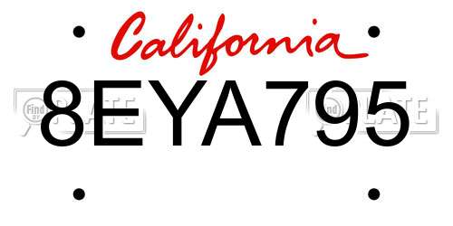 8EYA795 California License Plate