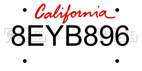 8EYB896 California License Plate