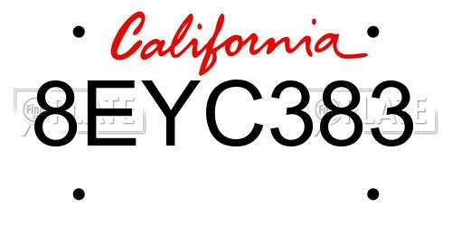 8EYC383 California License Plate