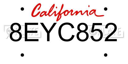 8EYC852 California License Plate