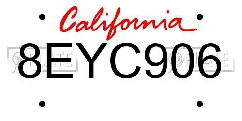 8EYC906 California License Plate