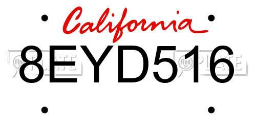8EYD516 California License Plate