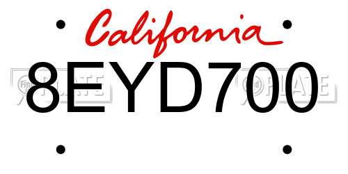 8EYD700 California License Plate