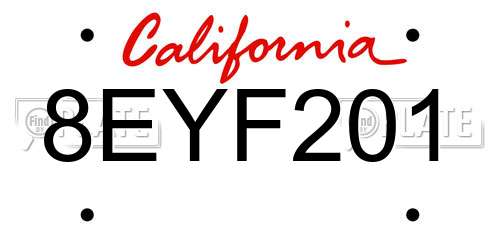 8EYF201 California License Plate