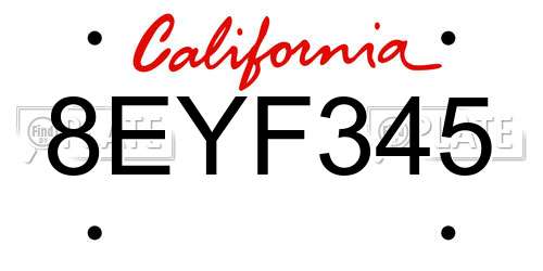 8EYF345 California License Plate