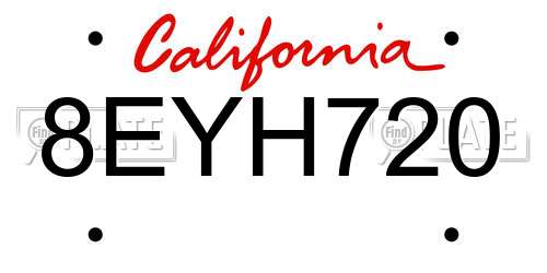 8EYH720 California License Plate