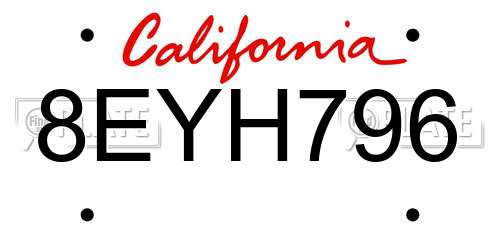 8EYH796 California License Plate